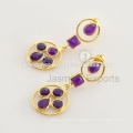 Beautiful Amethyst Stone Gold Plated Sterling Silver Earring